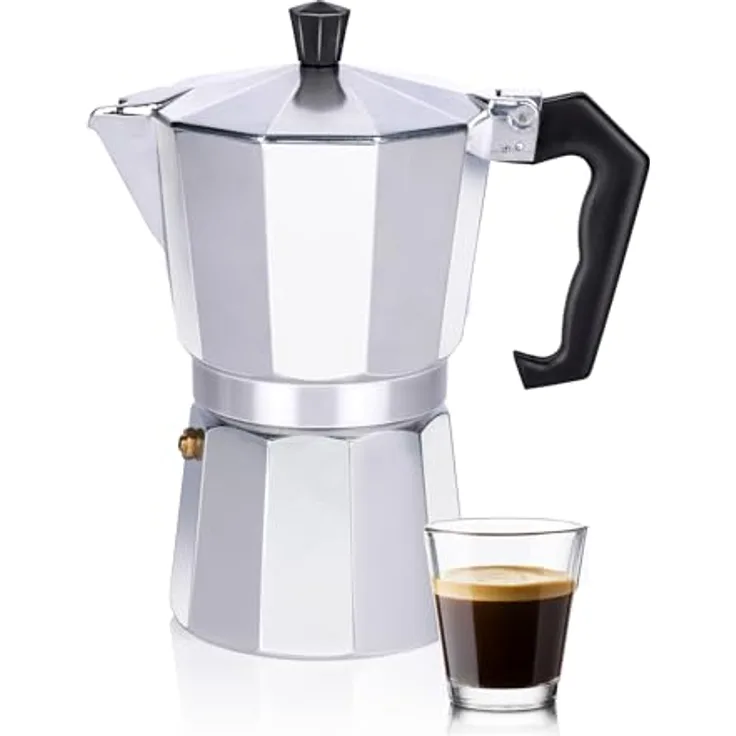 alpina Perkolator – Kaffeemaschine 270 ml – Espressokocher für 6 Tassen – Kaffeebereiter aus Aluminium für Gas, Halogen und Keramik – 320 g, Ø10 x 19 cm
