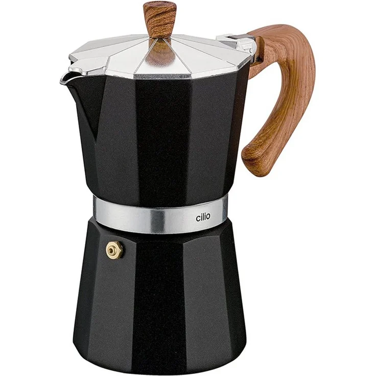Cilio Espressokocher CLASSICO NATURA, Kaffeekocher mit Griff und Deckelknopf in Holzoptik, für 6 Tassen, Höhe: 19 cm, Durchmesser: 10 cm – Bild 1