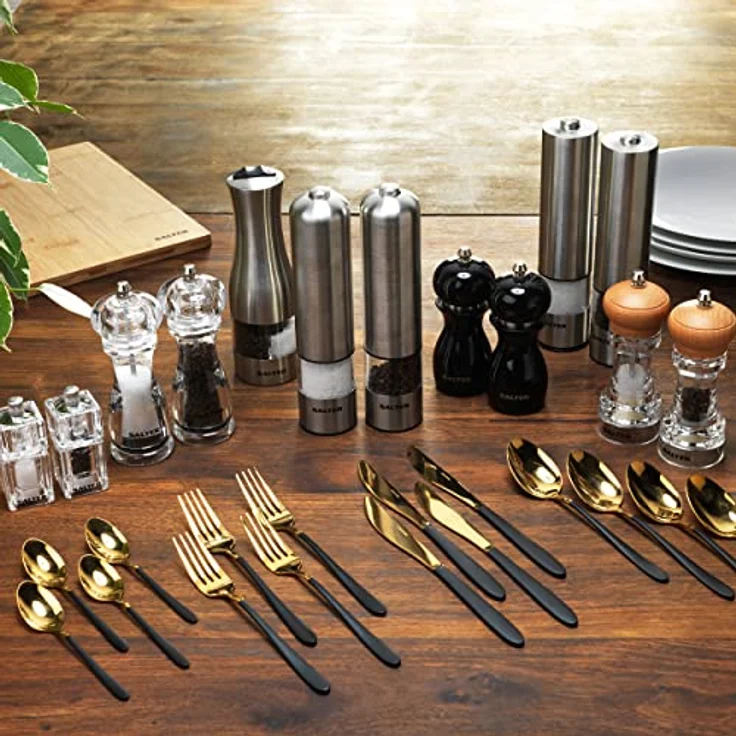 Salter 7613 BKXRA Gloss Salt and Pepper Mills Black, Pfeffermühle + Salzmühle, Schwarz – Bild 8