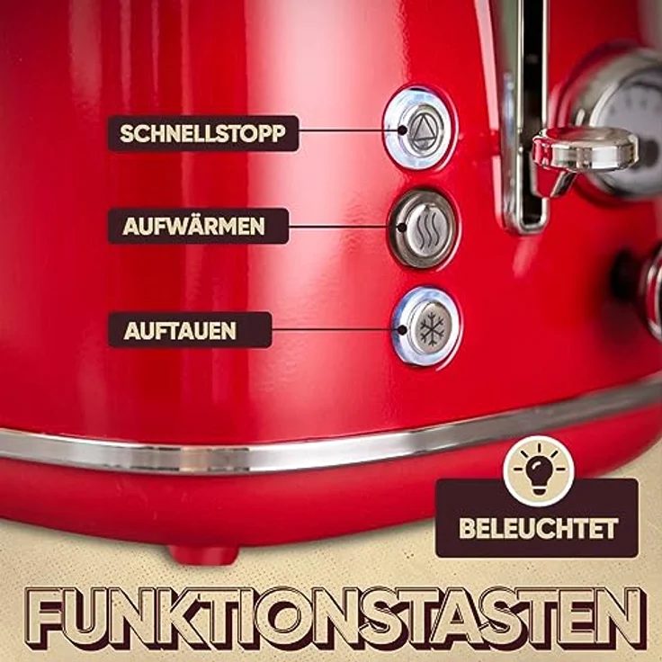 ProfiCook Vintage PC-TA 1193 Toaster, rot-chrom – Bild 3