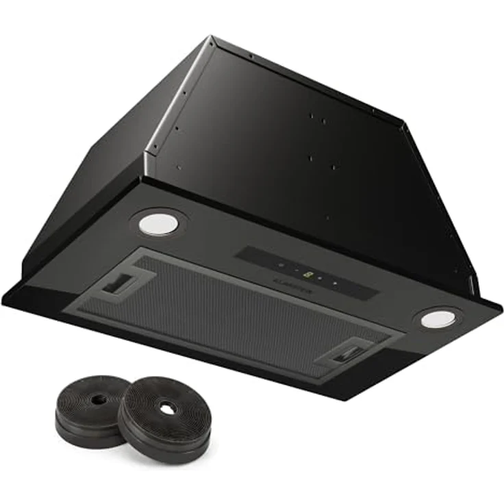 Klarstein Dunstabzugshaube 52cm, Abluft/Umluft-Dunstabzugshaube mit Filter, LED-Beleuchtung, Timer & Touch-Bedienfeld, Leise Einbau-Abzugshaube mit 439 m³/h Luftstrom, Edelstahl-Dunstabzug – Bild 1