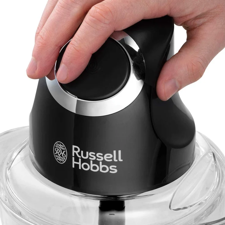 Russell Hobbs Zerkleinerer 24662-56, 200 Watt, 500ml Glasbehälter inkl. Deckel, Ein-Hand-Bedientaste, für Gemüse, Obst & Fleisch, matt schwarz – Bild 2