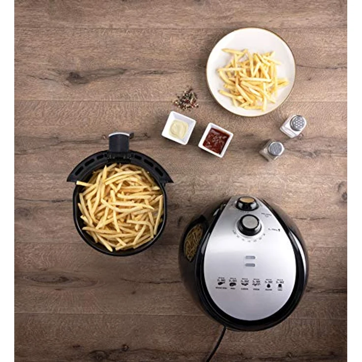 alpina Heißluftfritteuse Airfryer, ohne Öl, XL 3,2 Liter Fassungsvermögen, 80-200 Grad, 1500 Watt, Schwarz, Kunststoff – Bild 8