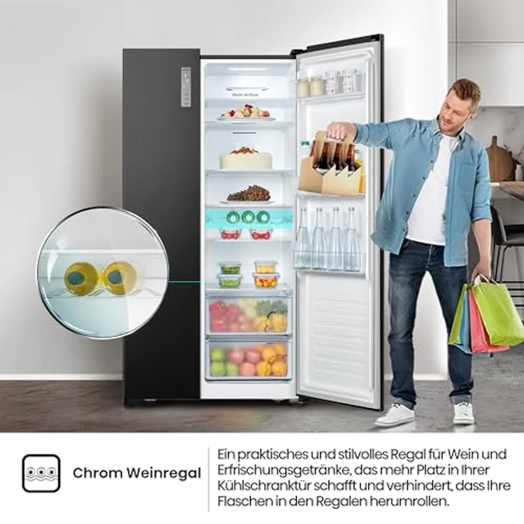 Hisense RS677N4BFD Side-by-Side-Kühlschrank, freistehend, schwarz, Energieklasse D – Bild 10