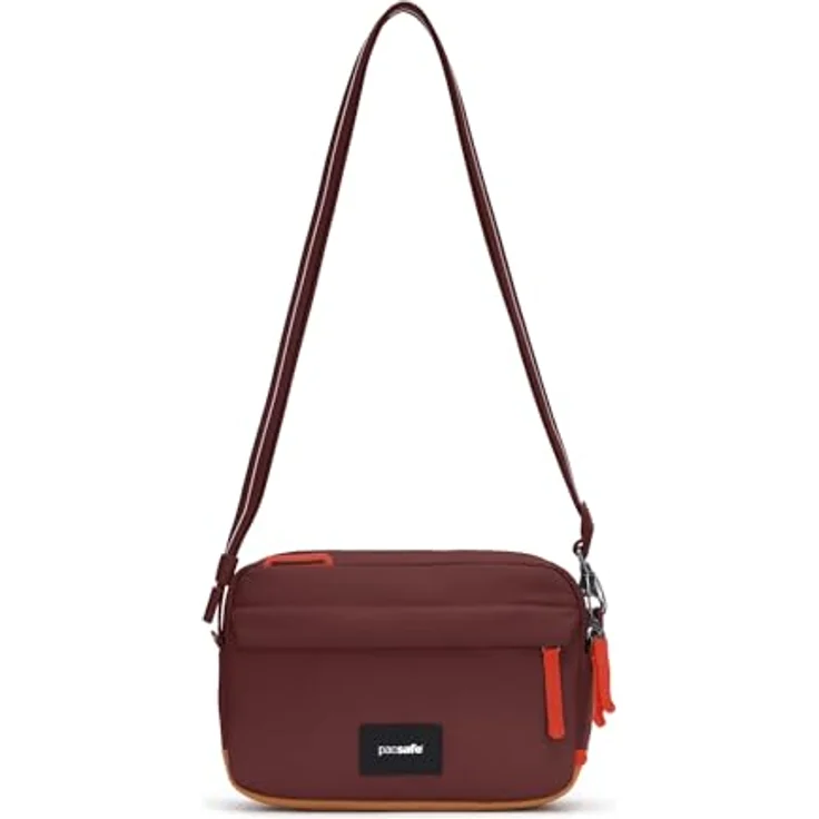 Pacsafe Crossbody Bag mit Diebstahlschutz, garnet red, 2,5 l Volumen, RFID Blocker, wasserfest – Bild 2