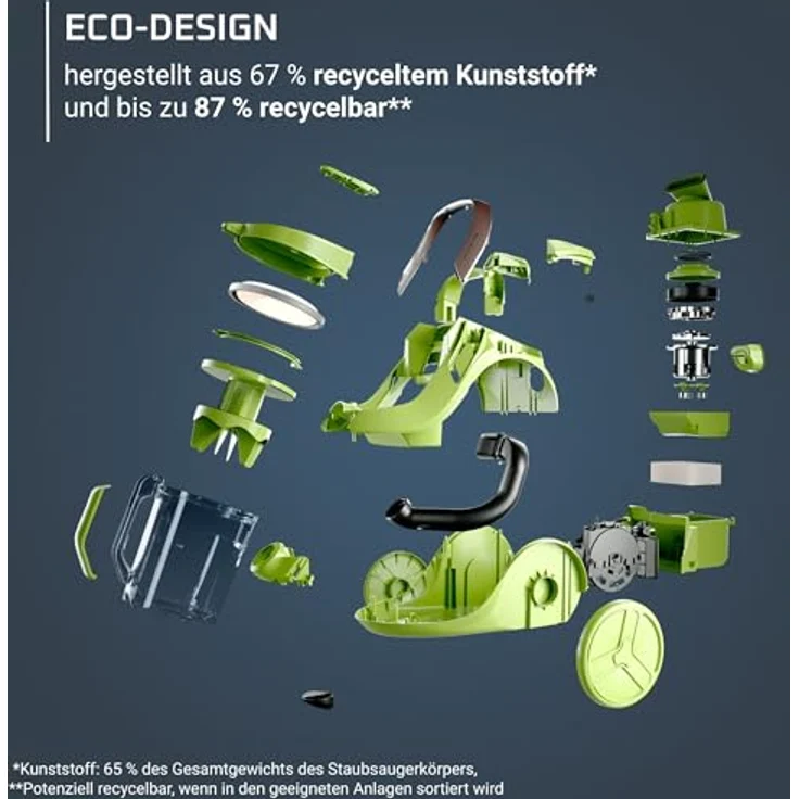 Rowenta Green Force Cyclonic Max | RO7B12 | Bodenstaubsauger ohne Beutel | 73 Dezibel | 2.5 Liter | Schwarz/Grün – Bild 3