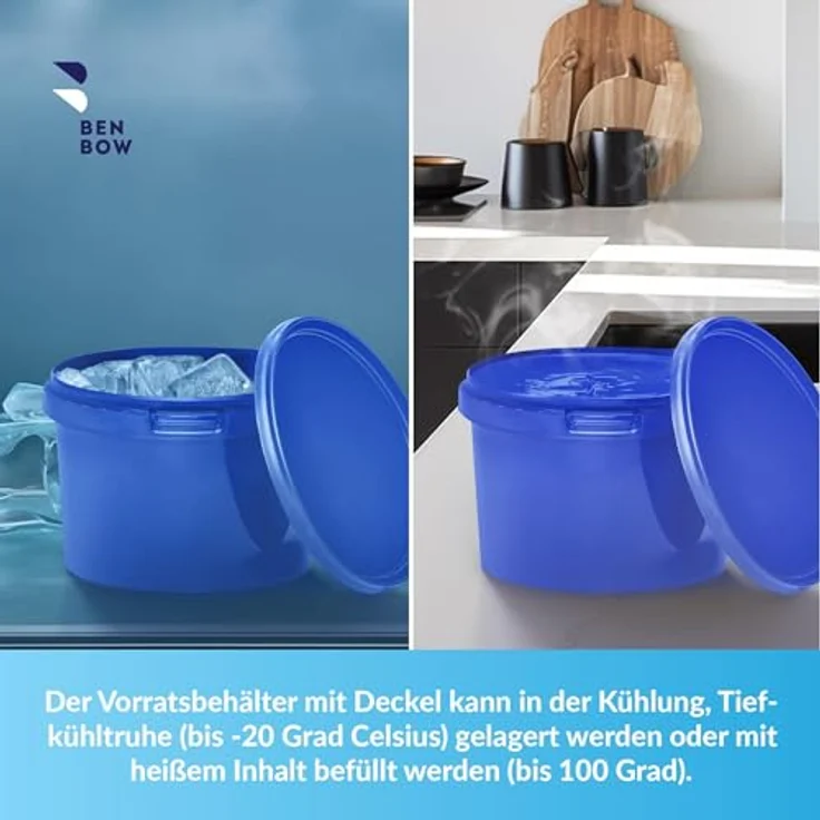BenBow Eimer mit Deckel 0,5l blau 10x 0,5 Liter - lebensmittelecht, stabil, luftdicht, auslaufsicher, geruchsneutral - Aufbewahrungsbehälter aus Kunststoff – Bild 5
