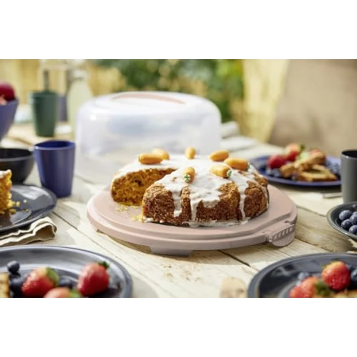 ROTHO Kuchentransportbox Rotho Tortenglocke Fresh hoch meadow rose, Samt - Lebensmittelaufbewahrung mit praktischem Verschlusssystem – Bild 2