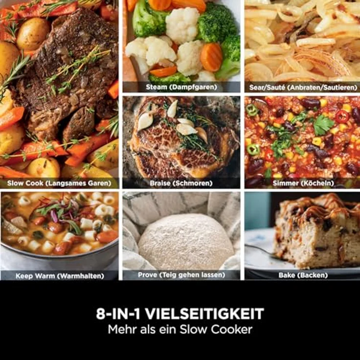 Ninja Foodi PossibleCooker MC1001EU, 8-in-1 Digitaler Multikocher mit 8 l Fassungsvermögen, Schongarer, Dämpfen, Anbraten, Backen, Meersalzgrau – Bild 4