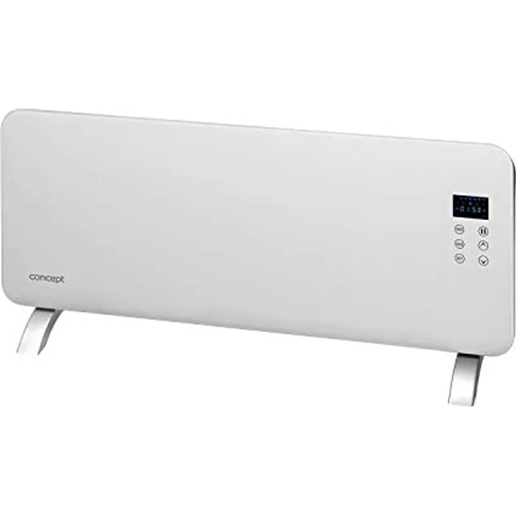 Concept KS4000 Elektrischer Konvektor Glaskonvektor Heizung Thermostat Standheizgerät Gehärtetes Glas LED-Anzeige 1000/2000W 20 m2 (Weiß)