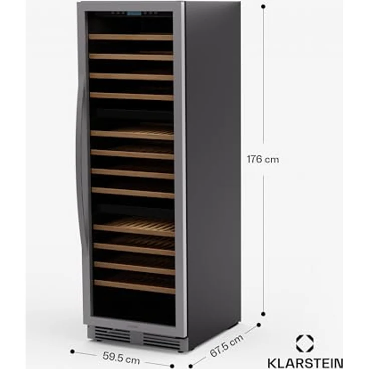Klarstein Vinovilla Trio, Weinkühlschrank für 144 Flaschen, 3 Zonen, 38 dB, 12 Regale, Kompressor, 413 Liter – Bild 7