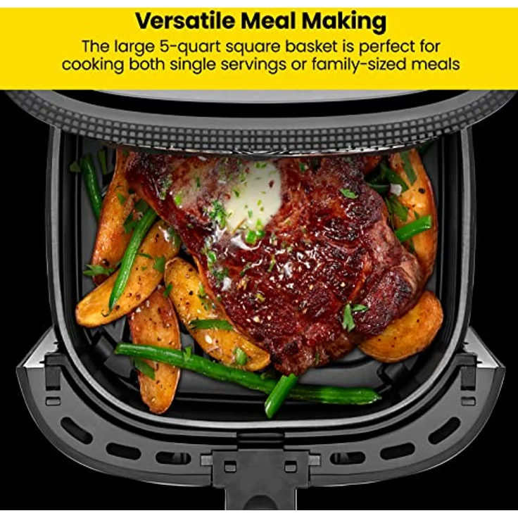 Chefman TurboTouch Air Fryer, The Most Compact And Healthy Way To Cook Oil-Free, One-Touch Digital Controls And Shake Reminder For The Perfect Crispy And Low-Calorie Finish, 5 Qt – Bild 3