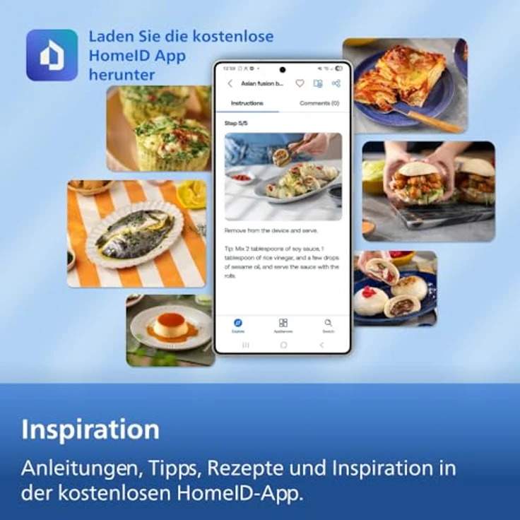 Philips Heißluftfritteuse 5000 Series NA555/00, Dual Basket mit Steam, 9L Kapazität, 2750 W, RapidAir Plus Technologie, Dampfreinigung, HomeID App, Silber – Bild 14