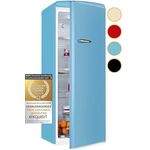 Exquisit Retro Vollraumkühlschrank RKS325-V-H-160E taubenblau | 225 L Nutzinhalt, Glasablagen, LED-Licht