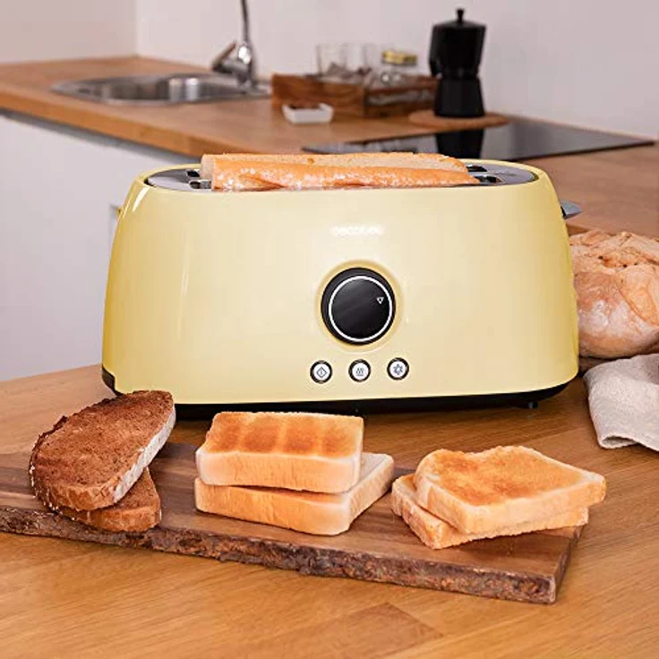 Cecotec Tostadora digital ClassicToast 8000, 2 Extra breiten und langen Schlitzen, 1500W, 6 Bräunungsstufen, inkl. Brötchenaufsatz, yellow double  – Bild 7
