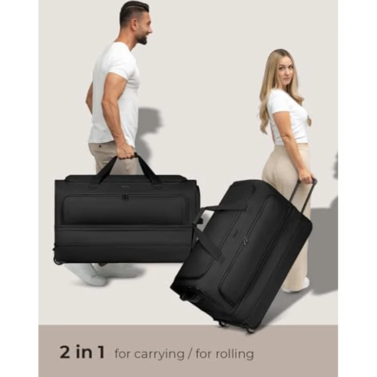 Redolz Duffle Essentials 2-Rollen Reisetasche 80 cm  XL mit Dehnfalte Sondergröße black – Bild 2