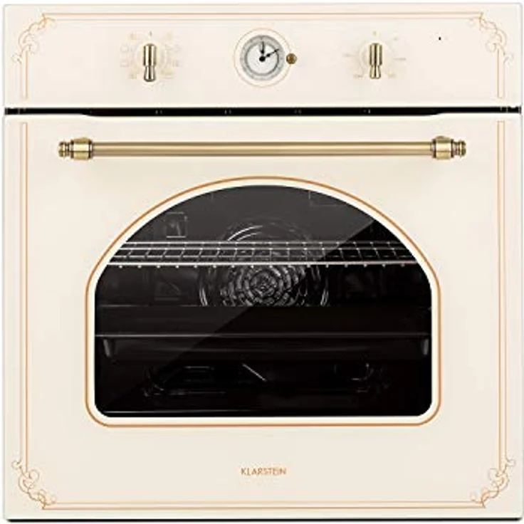 Klarstein Victoria - Elektrobackofen, Einbauofen mit 9 Funktionen, Timer, 50-250 °C, 70 Liter, Retro Backofen, aushängbare Ofentür elfenbein – Bild 1