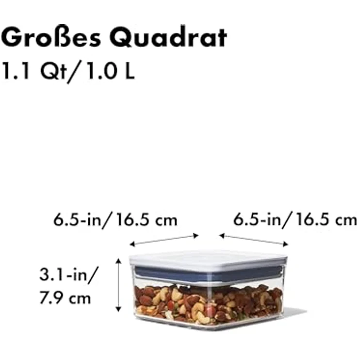 OXO Good Grips POP-Behälter ? luftdichte, stapelbare Aufbewahrung von Lebensmitteln ? 1 L für Nüsse und mehr – Bild 2