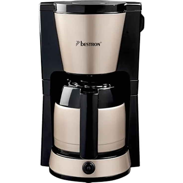 Bestron ACM1000SAT, Filter-Kaffeemaschine für 8 Tassen mit 1 Liter Thermokanne, Permanentfilter, Abschaltautomatik, 900 W, Farbe: Hellbeige – Bild 1