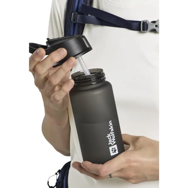 Jack Wolfskin SAIMA STRAW 0.5L Trinkflasche, auslaufsicherer Strohhalmdeckel, griffige Hülle – Bild 7