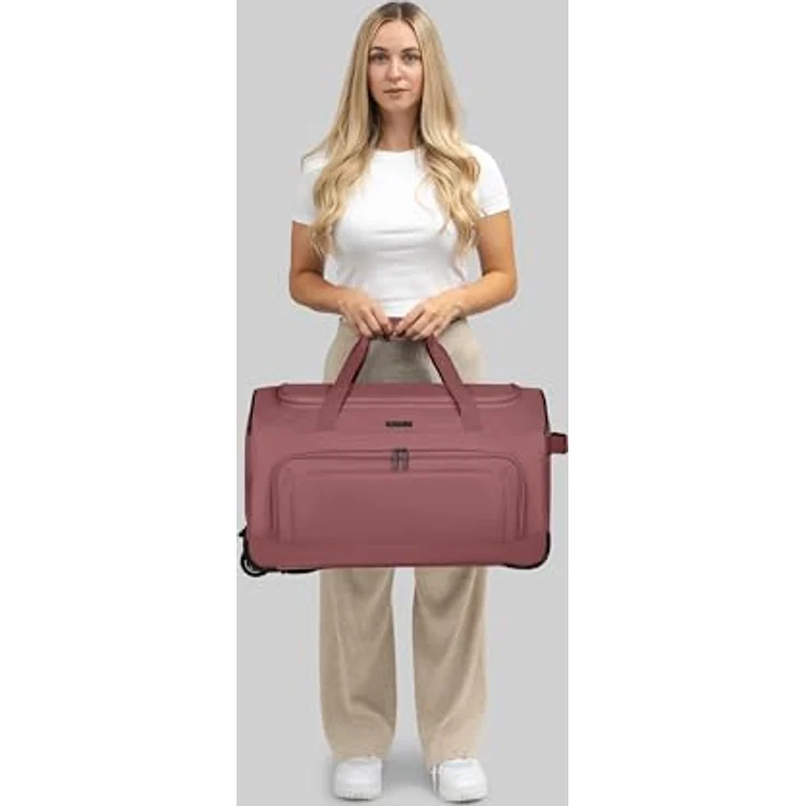 Redolz Duffle Essentials 2 Rollen Reisetasche, 37 cm, rosa, 80 l mit arretierbarem Griff und Reißverschlussfächern – Bild 5