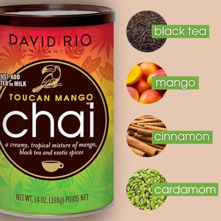 David Rio Toucan Mango Chai Pulver, 398 g, aromatischer Tee für Getränke – Bild 7