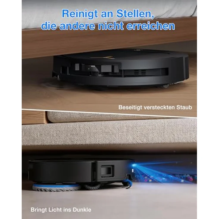 ECOVACS DEEBOT T50 PRO Omni Gen3, Saugroboter mit Wischfunktion, 25.000 Pa Saugkraft, AIVI 3D 3.0, automatischer Reinigungslösung, Mopp-Reinigung bei 75°C, ultraflaches Design in Glanzschwarz – Bild 4
