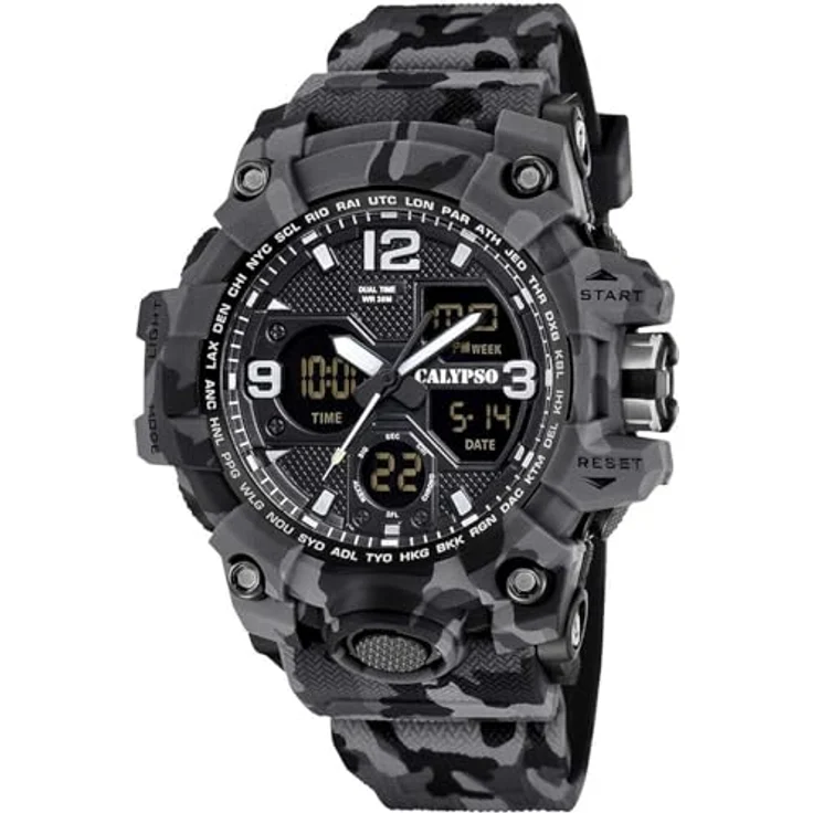 Calypso K5855/4, Analog-Digital Sportuhr für Herren, grau-schwarz Camouflage – Bild 1