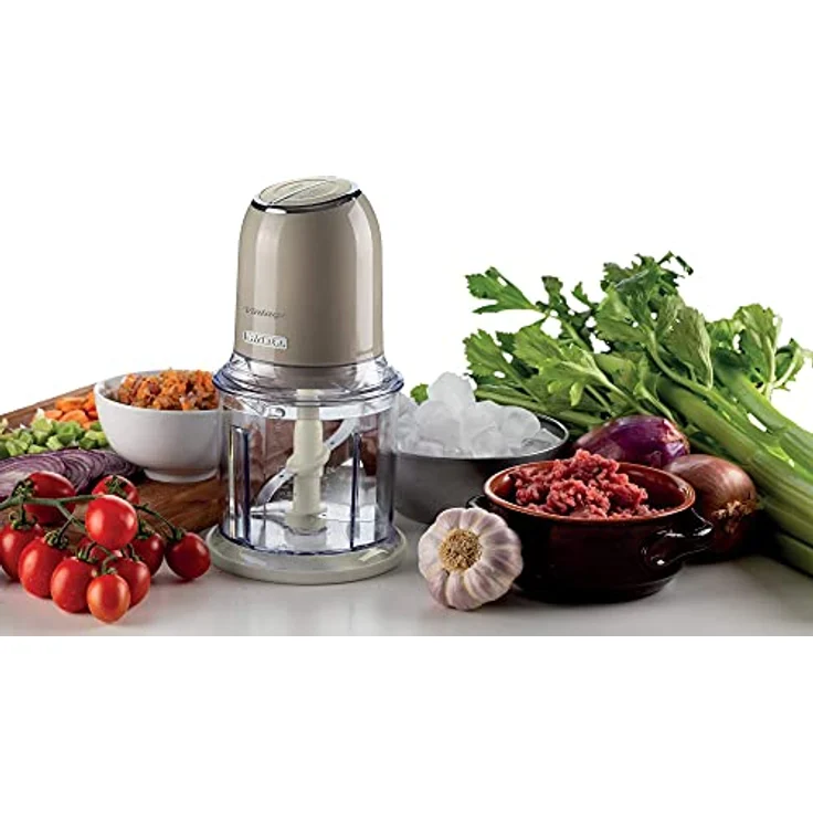 Ariete Vintage 438, Retro Elektrischer Gemüse- und Ice-Crusher mit 2 Geschwindigkeitsstufen, 4 Edelstahlklingen, Rutschfesten Standüßen, 600 ml Fassungsvermögen, 400W, Beige – Bild 3