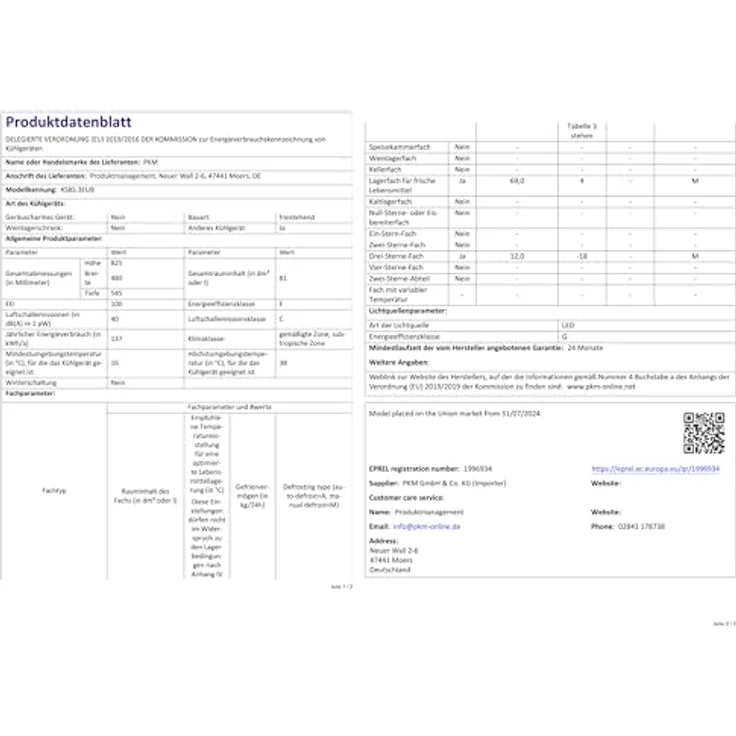 PKM Kühl-Gefrierkombination KS85.3EUB, Unterbau-Kühlschrank mit 81 Litern, 40 dB und Energieeffizienzklasse E, weiß – Bild 6