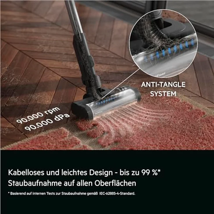 AEG Akku-Stielstaubsauger AP51UH18ST, 200 W, extra stark & kabellos, bis 50 Min. Laufzeit, keine Haarverwicklung – Bild 8