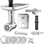 Kitty Professional Fleischwolf "Schredder" aus Edelstahl inkl. Lochscheiben, Wurstfüllhorn, für KitchenAid, ideal für Fleisch und Gemüse, silber - Preisvergleich