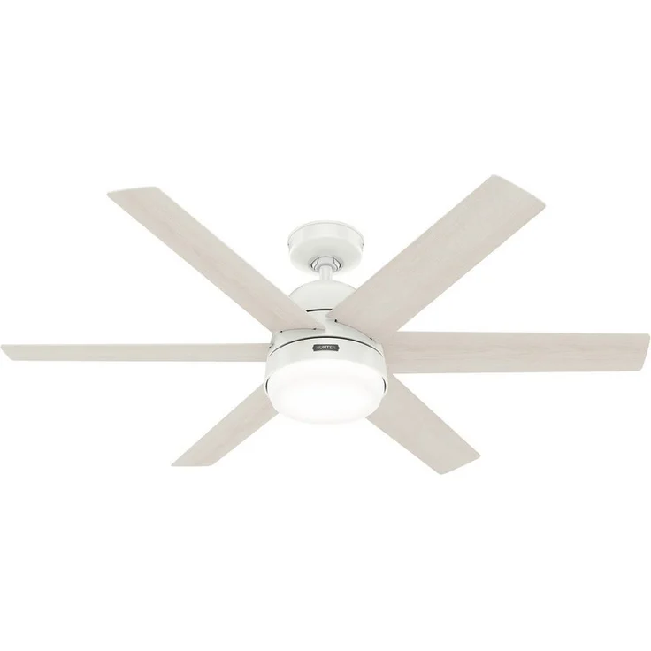 Hunter Deckenventilator Arete, DC Deckenventilator in Weiß mit Licht und Fernbedienung, 6 Geschwindigkeitsstufen, geeignet für Räume bis 25 m²
