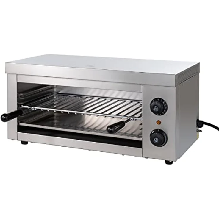 GastroHero Elektro Salamander, Profi Grillgerät aus Edelstahl mit 3 Einschubhöhen und Temperaturregelung bis 250°C, ideal zum Gratinieren, Toasten und Grillen – Bild 2
