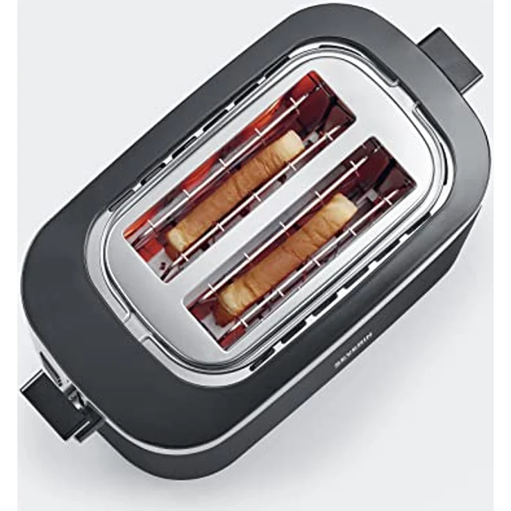 Severin AT 9264 2-Schlitz-Toaster, Brotscheibenzentrierung, 800W, Abschaltautomatik, Krümelschublade, schwarz – Bild 4
