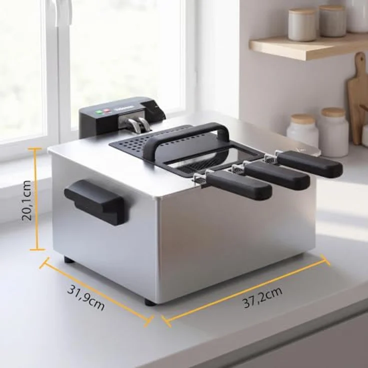 Tristar FR-9330 Edelstahl-Fritteuse, 5 L, 3000 W, herausnehmbarer Korb, einstellbare Temperatur, semi-professionelle Leistung – Bild 2