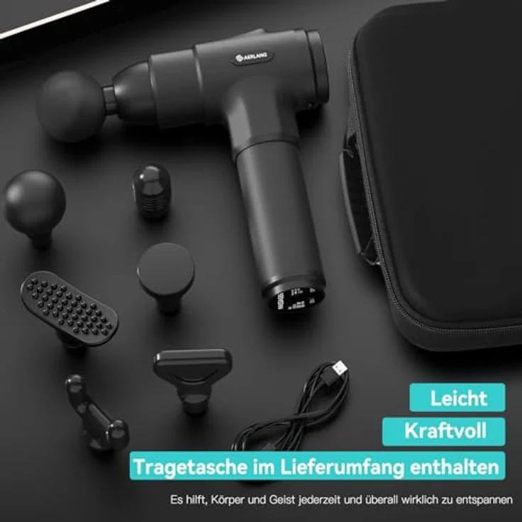 AERLANG Massagepistole, Tiefengewebe Massagegerät mit LCD-Touchscreen, 20 Geschwindigkeitsstufen, Geschenkset mit Tragetasche – Bild 5