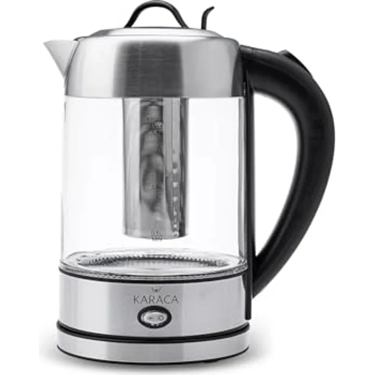 Karaca Wasserkocher Glas 1.7 Liter, Led-Beleuchtung Inox, Edelstahl Kettle, BPA Frei, 2200 Watt, 10/15 Tassen, Warmhaltefunktion, Kräutertee, Teemaschine – Bild 1