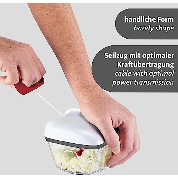Westmark Multifunktions-Schneider mit Seilzug – hochwertiger Zerkleinerer für Zwiebeln, Salat, Gemüse oder Nüsse aller Art, manuell – 450 ml – Bild 5