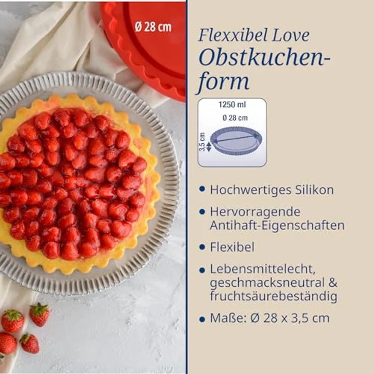 Dr. Oetker Obstkuchenform Ø 28 cm Flexxibel, Obsttortenform aus Silikon, Tortenbodenform für eindrucksvolle Kreationen, hochwertige Silikon-Kuchenform, Menge: 1 Stück – Bild 4