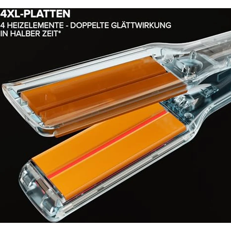Bellissima Infrarot-Glätteisen, 4 Heizelemente, Keramik- und Keratinbeschichtung, 4 Temperaturen, flexibles Glätteisen, abgerundetes Design, schnelle Erwärmung, Beauty Bag – Bild 4