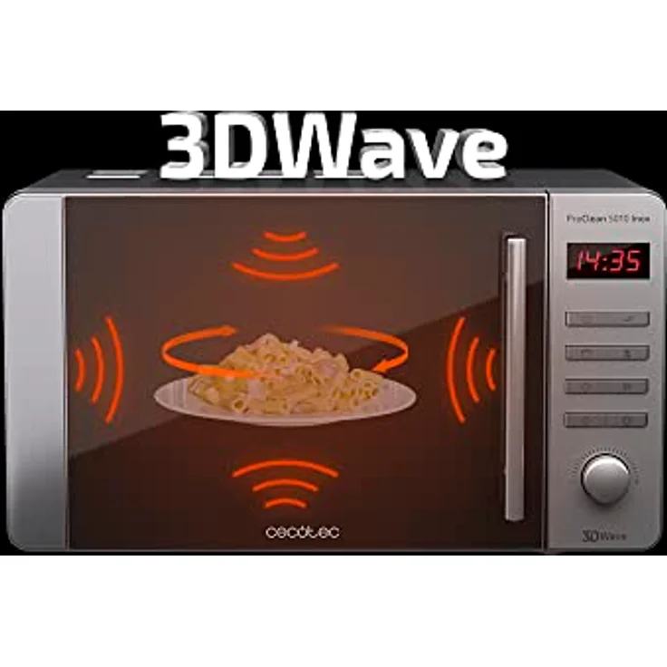 Cecotec Pro Clean 5010 Inox Mikrowelle, Standgerät, 700 Watt, 20 Liter Garraum, Ready 2 Clean Beschichtung Antihaft 3D Wave Full Black Spiegeltür 8 Programme 60 Min Timer LED Kindersicherung Rostfreier Edelstahl In Silber Schwarz – Bild 3