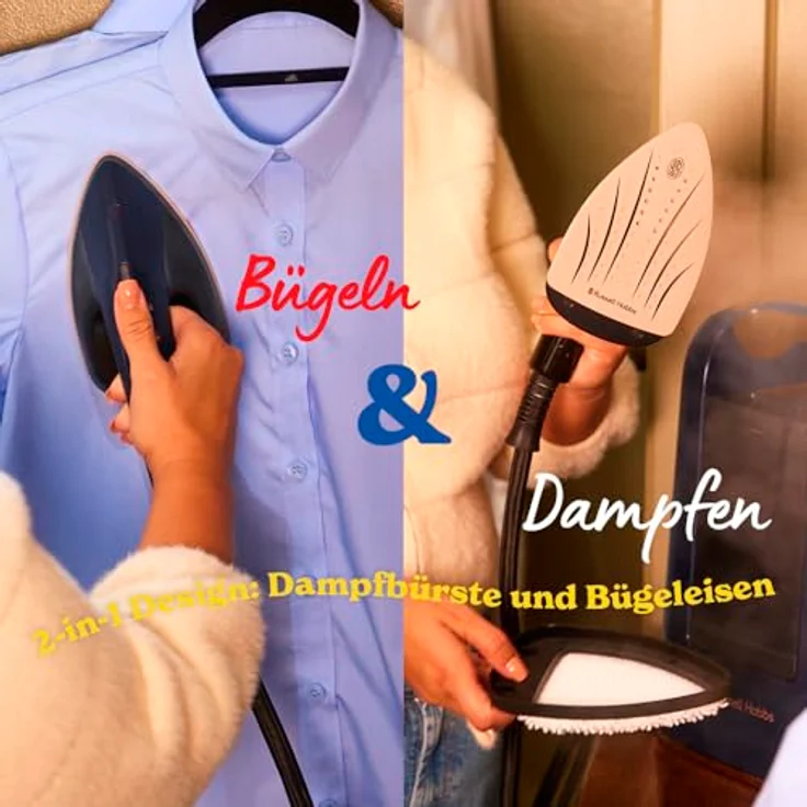 Russell Hobbs Steam Genie Dampfbügeleisen Multi, 2-in-1 Dampfglätter mit 750 ml Wassertank, 1700W, 20 g/min Dampf, 2 Aufsätze für Kleidung und Polstermöbel, selbstreinigend – Bild 2