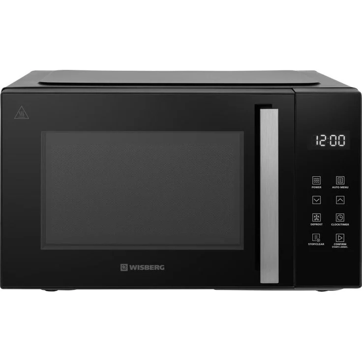Wisberg WB3CM25B, Mikrowelle mit 900 Watt, 25 Liter Fassungsvermögen, Grill- und Auftaufunktion, schwarz