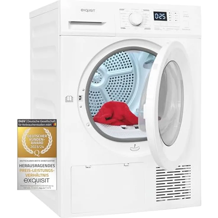 Exquisit Wärmepumpentrockner TWP803-030 weiss | 8 Kg | A++ | 16 Programme | Knitterschutz | Startzeitvorwahl - Preisvergleich