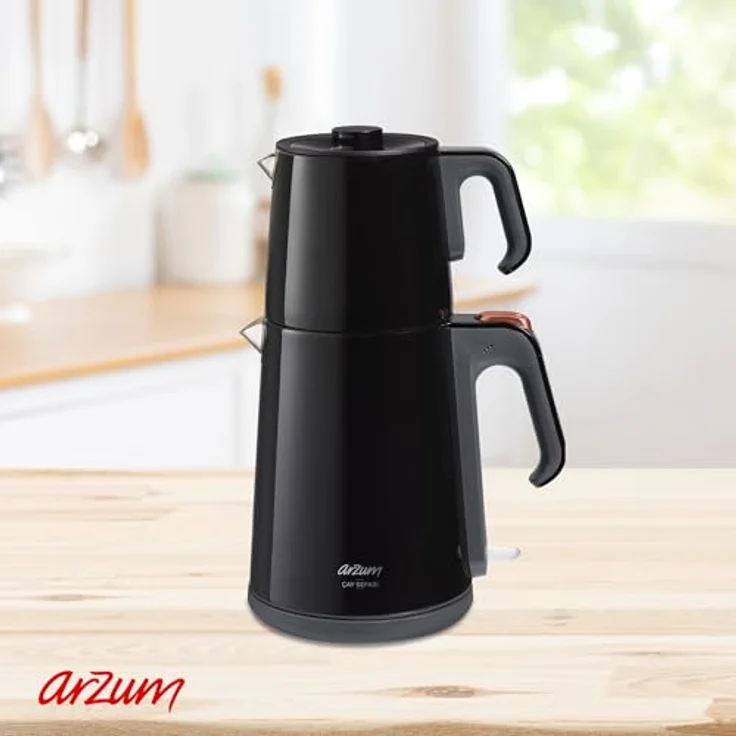 Arzum AR3080-S Çay Sefası Tea Machine in Schwarz, 1.8L stoneless steel kettle, 1.2L stoneless steel teapot, 360° rotation – Bild 5