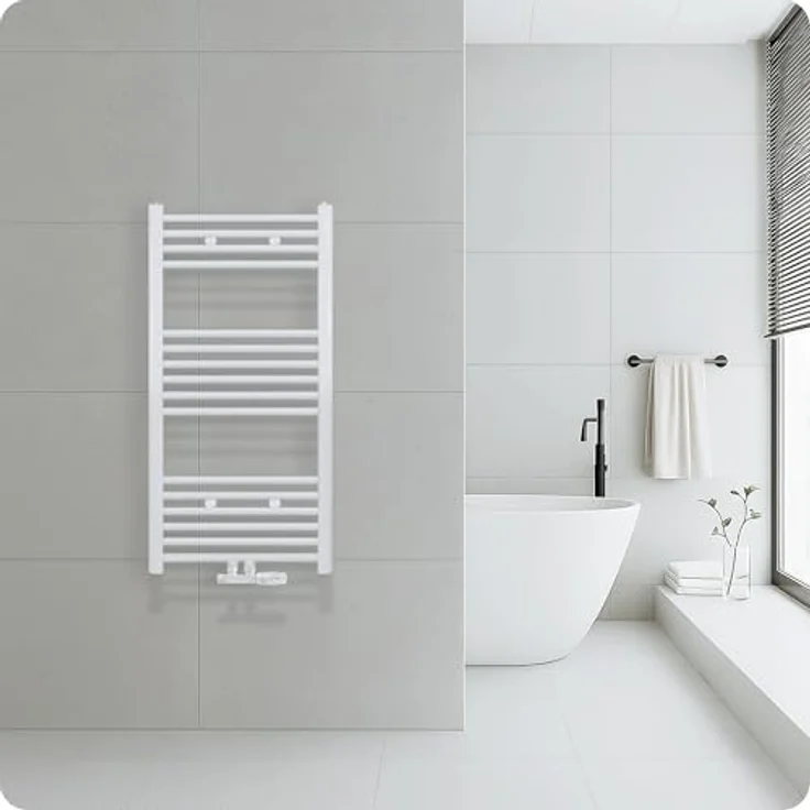 Belrad® Badheizkörper mit Mittelanschluss, Weiß - Flexibel anschließbar, aus hochwertigem Stahl mit eleganter Pulverbeschichtung, Handtuchheizkörper für angenehmes Raumklima – Bild 1