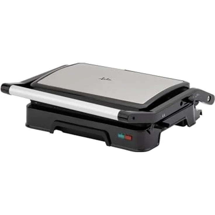 JATA JEGR1124 Elektrogrill, 1000 W mit geriffelten antihaftbeschichteten Platten, 23 x 14,5 cm, Kippdeckel und 180° Öffnung – Bild 1