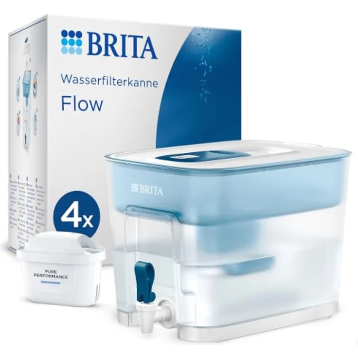 BRITA Wasserfilter-XXL-Tank MAXTRA Flow, transparent inklusive 4x Pure Performance Kartuschen – Bild 1