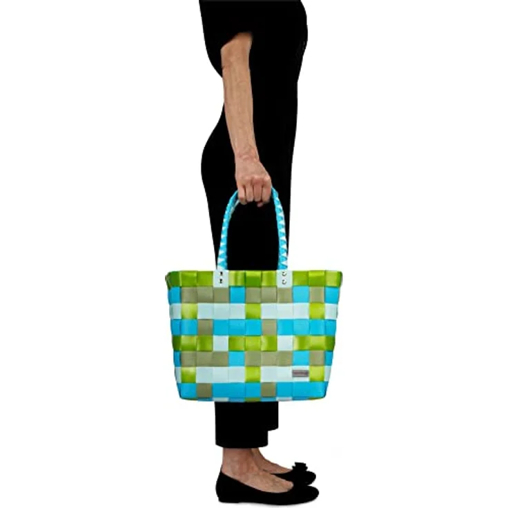 normani Einkaufstasche geflochten mit Henkeln, extra robuste Tragetasche mit 20 L Volumen, umweltfreundlich aus 70 % Recyclingmaterial, Farbe Classic/Spring – Bild 3